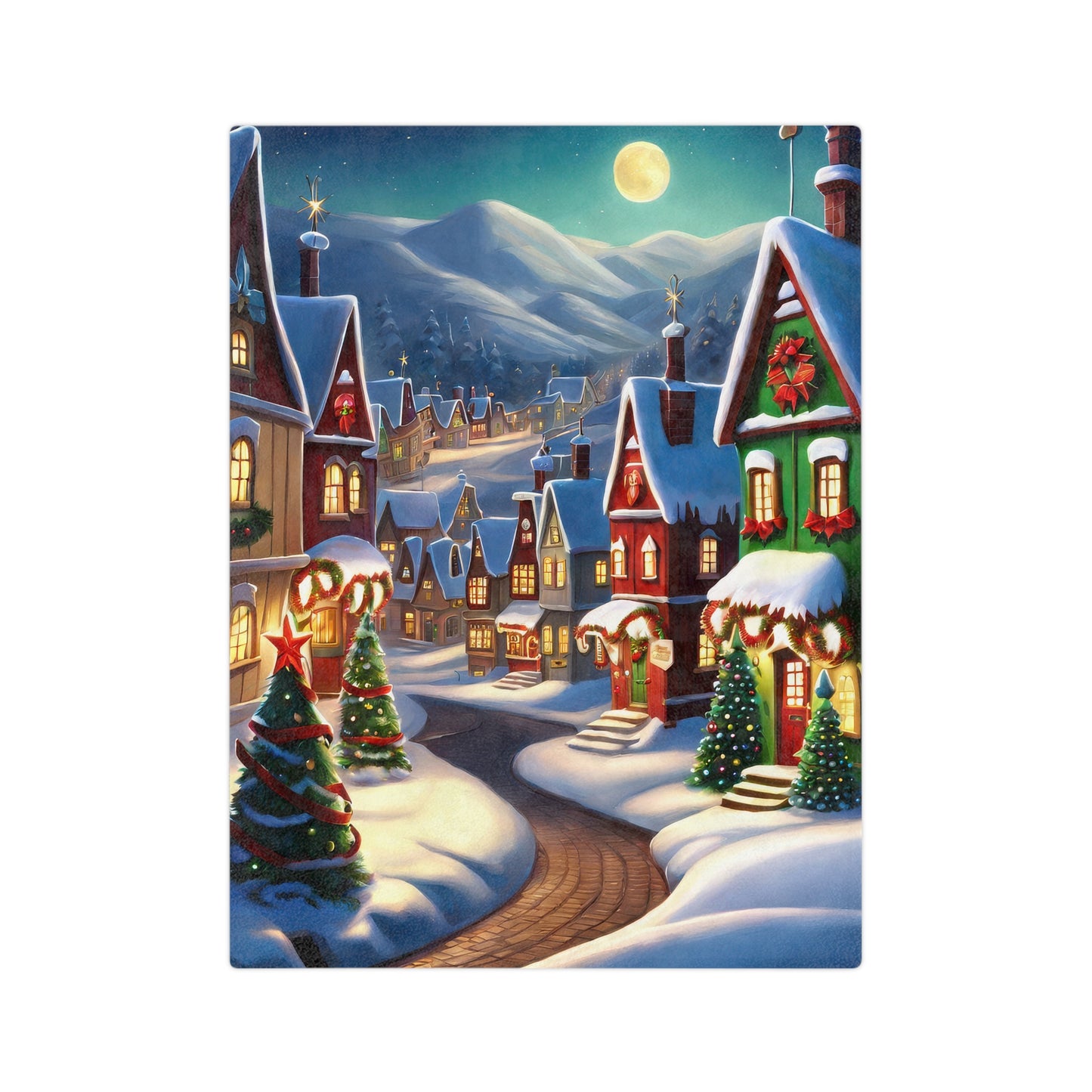 Quaint Christmas Town Plush Blanket