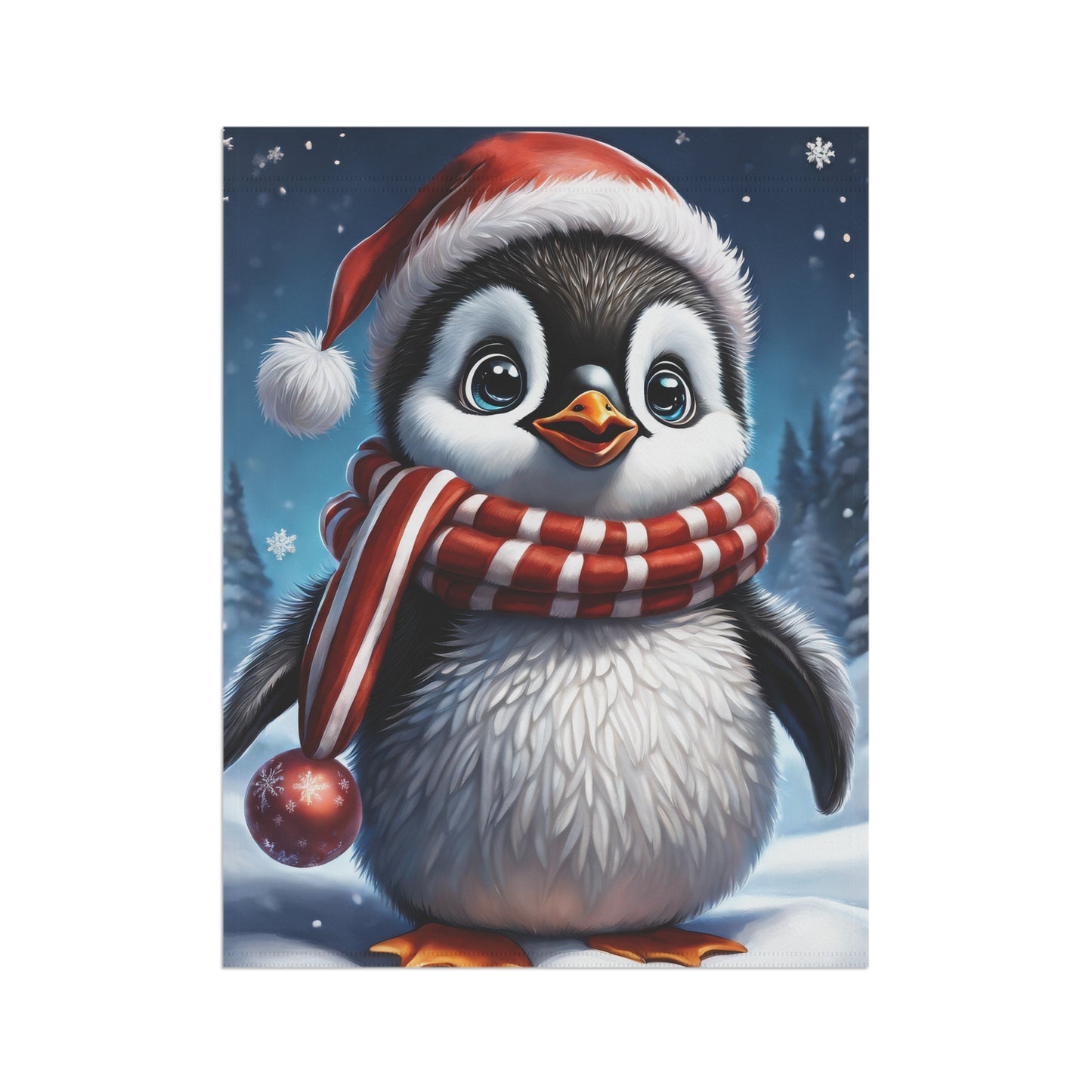 Festive Penguin Holiday Garden Flag/ House Banner