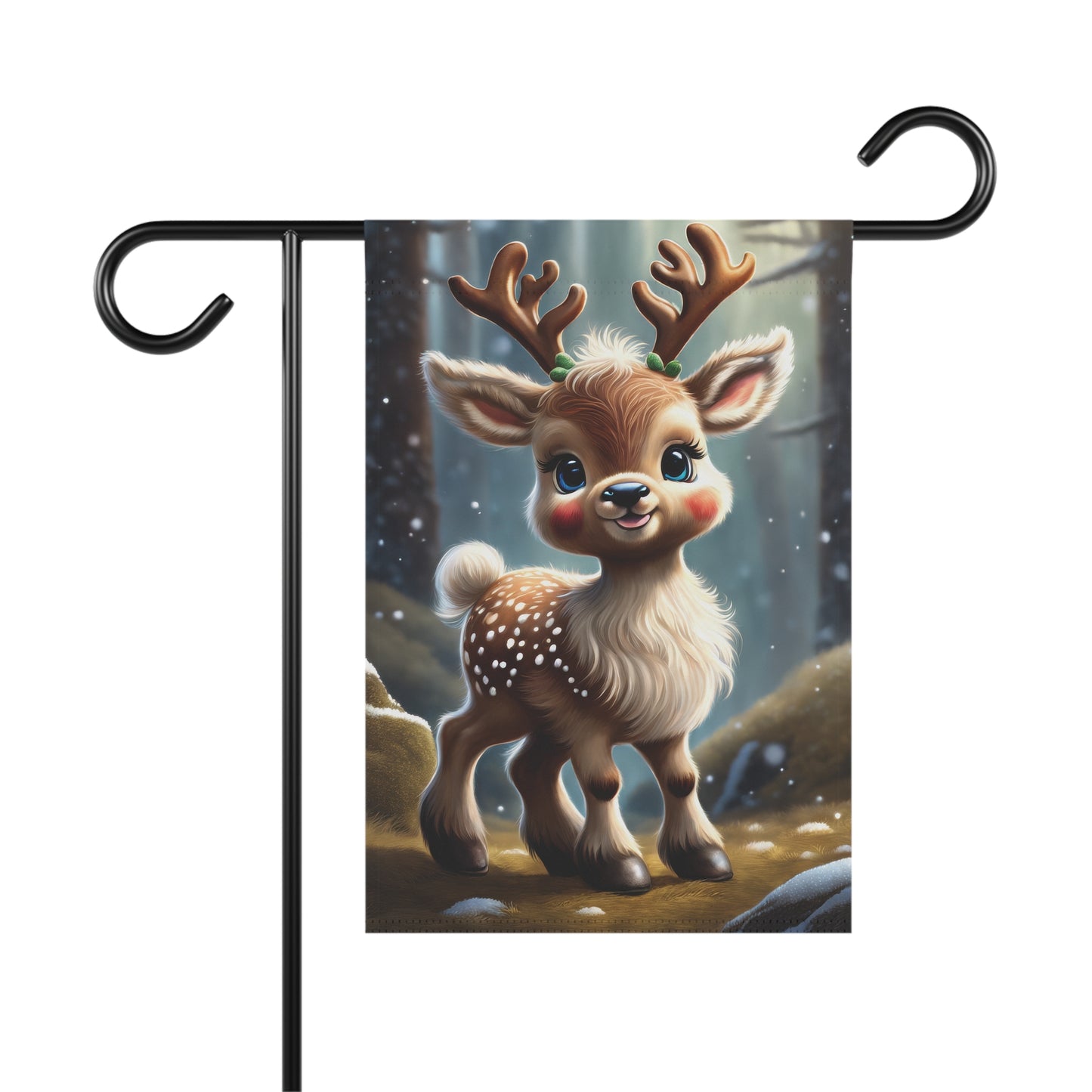 Happy Little Reindeer Holiday Garden Flag/ House Banner