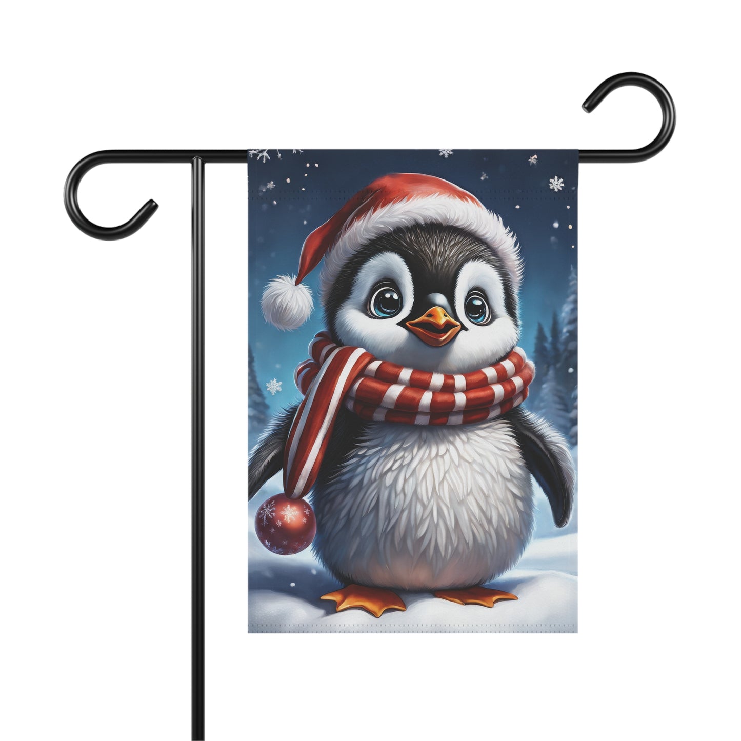 Festive Penguin Holiday Garden Flag/ House Banner