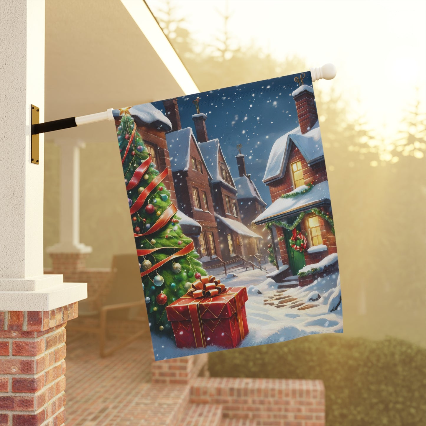 Holiday Christmas Town Garden Flag/ House Banner