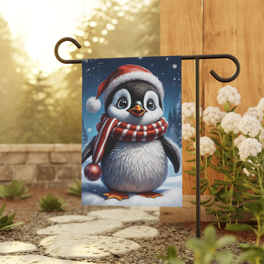 Festive Penguin Holiday Garden Flag/ House Banner