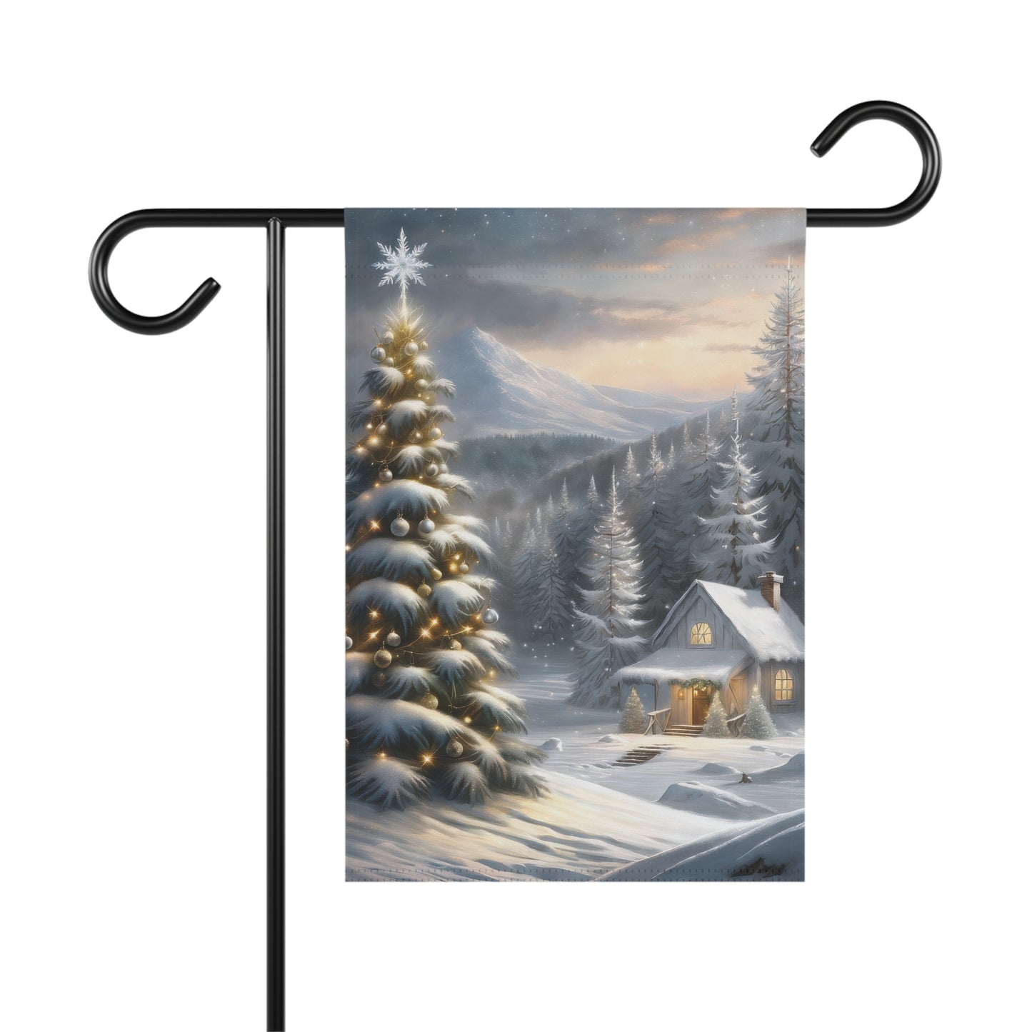 Cabin in the Woods Holiday Garden Flag/ House Banner