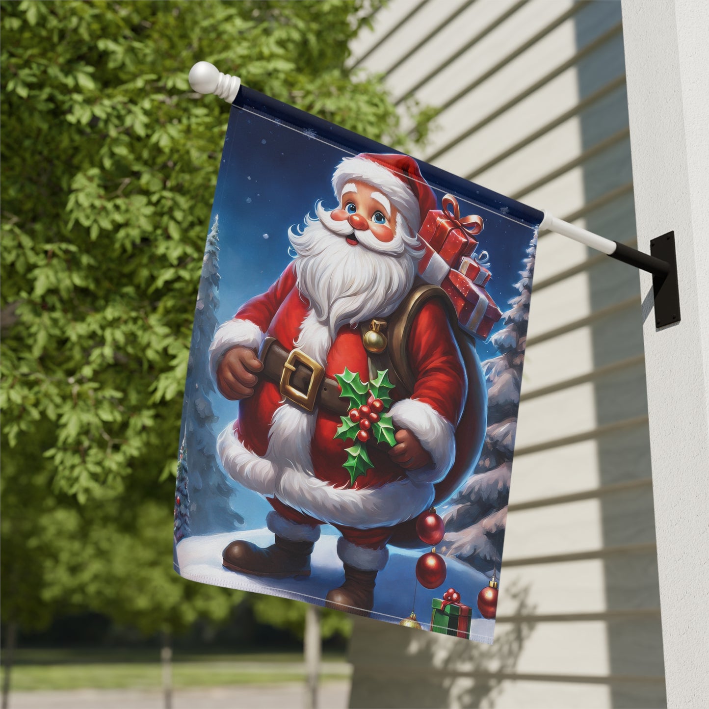 Jolly Santa Holiday Garden Flag/ House Banner