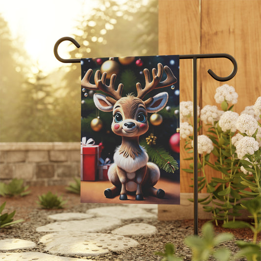 Cheerful Reindeer Holiday Garden Flag/ House Banner