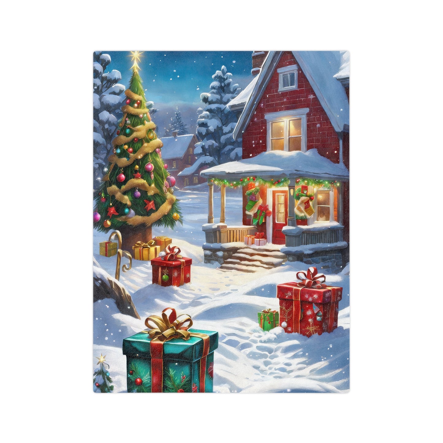 Christmas House Velveteen Plush Blanket