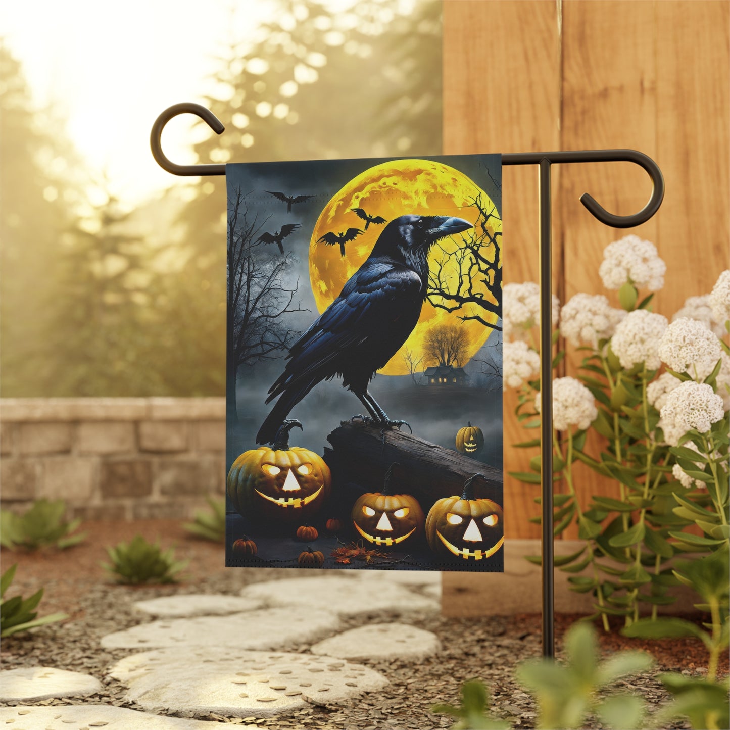 Creepy Crow Halloween Garden Flag/ House Banner