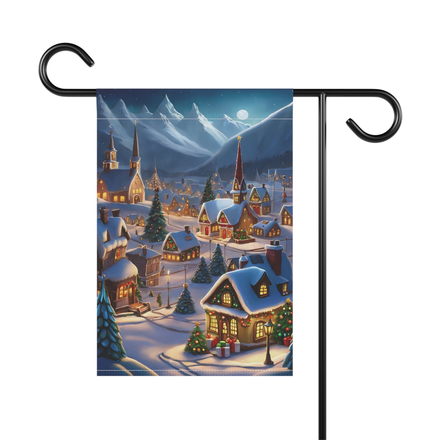 Snowy Christmas Town Garden Flag/ House Banner