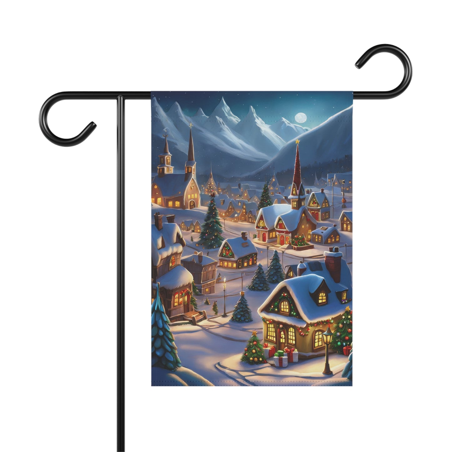 Snowy Christmas Town Garden Flag/ House Banner