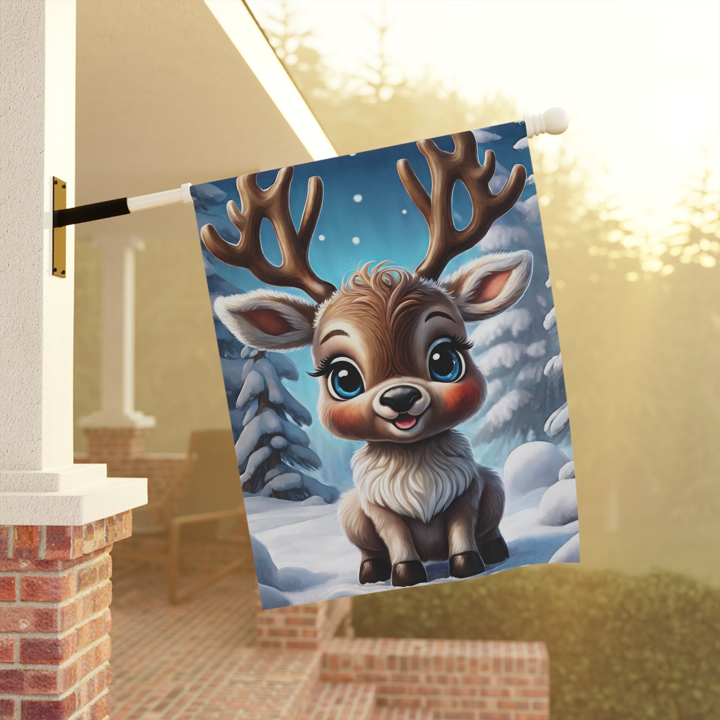 Precious Baby Reindeer Holiday Garden Flag/ House Banner