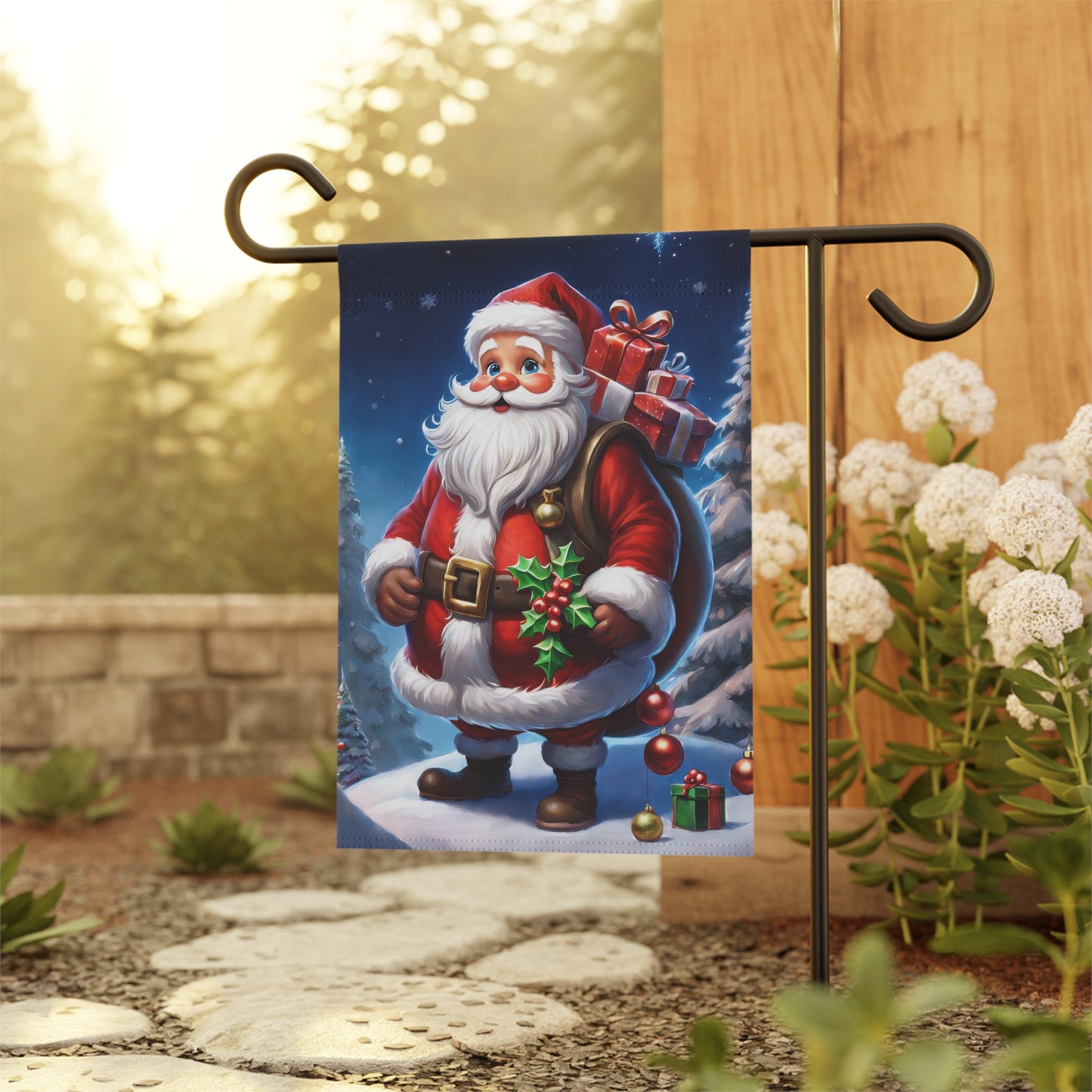 Jolly Santa Holiday Garden Flag/ House Banner