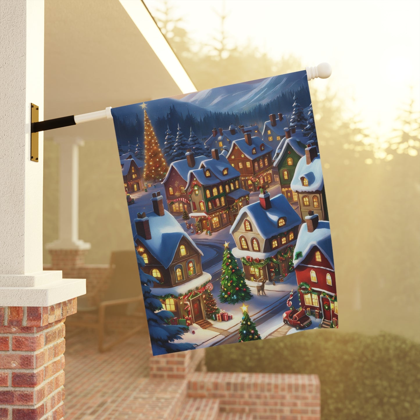 Peaceful Holiday Town Garden Flag/ House Banner