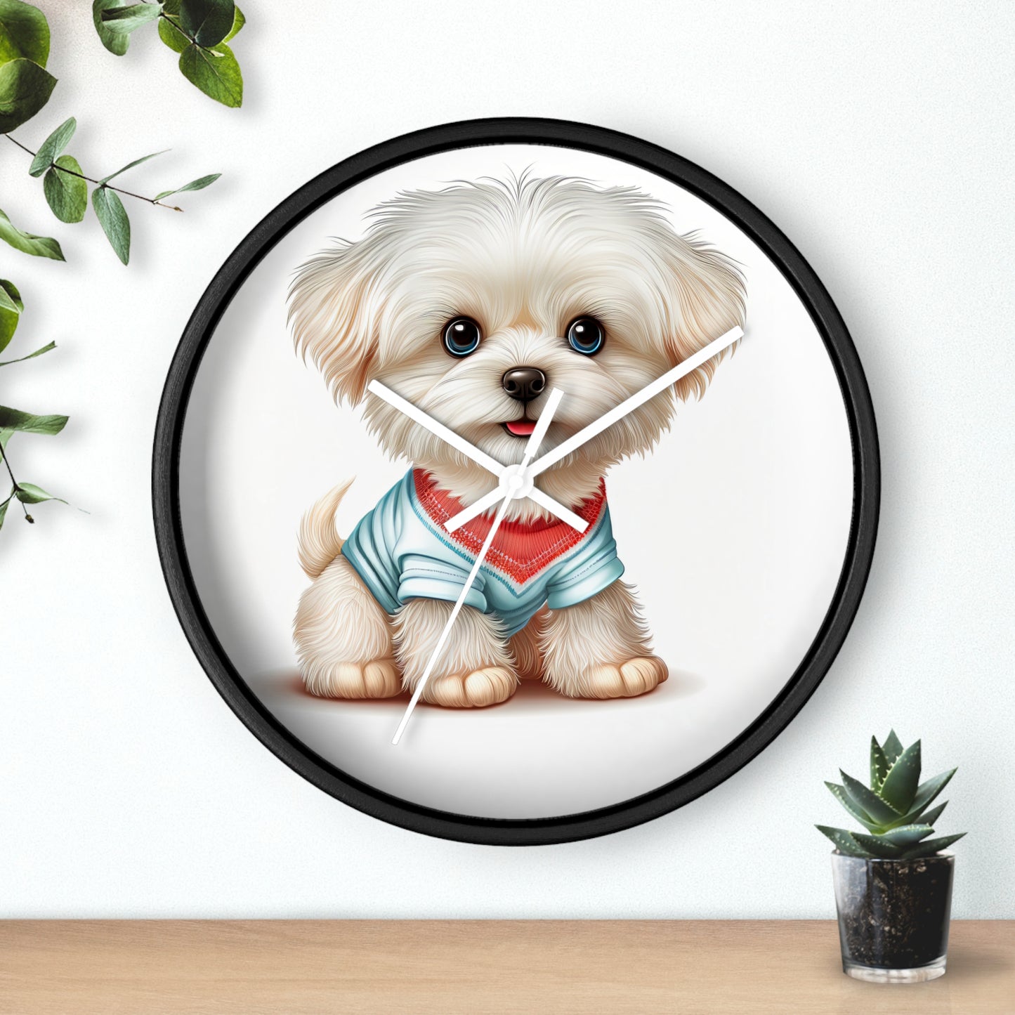 Maltese Puppy Wall Clock