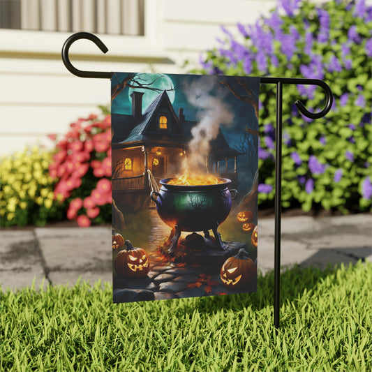 Cauldron with a Potion Halloween Garden Flag/ House Banner