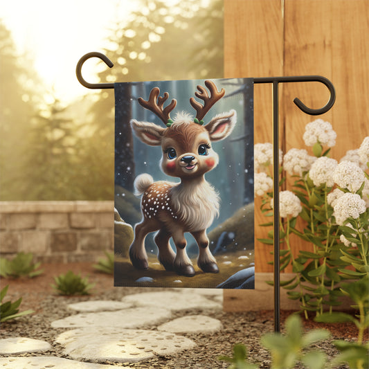 Happy Little Reindeer Holiday Garden Flag/ House Banner