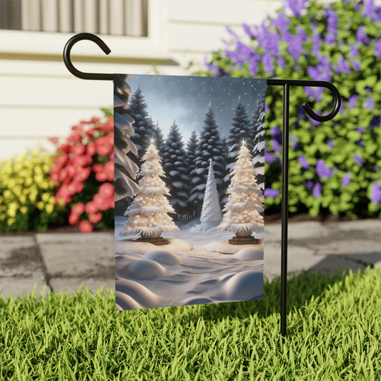 Serene Snowy Scene Holiday Garden Flag/ House Banner