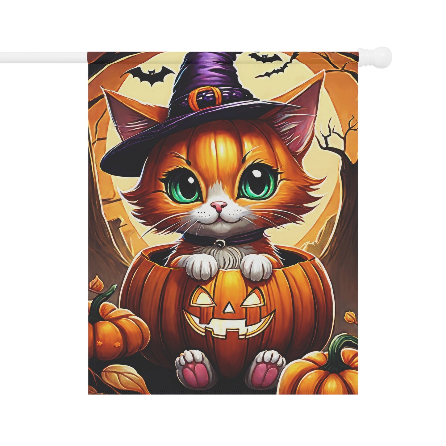 Playful Kitten Halloween Garden Flag/ House Banner