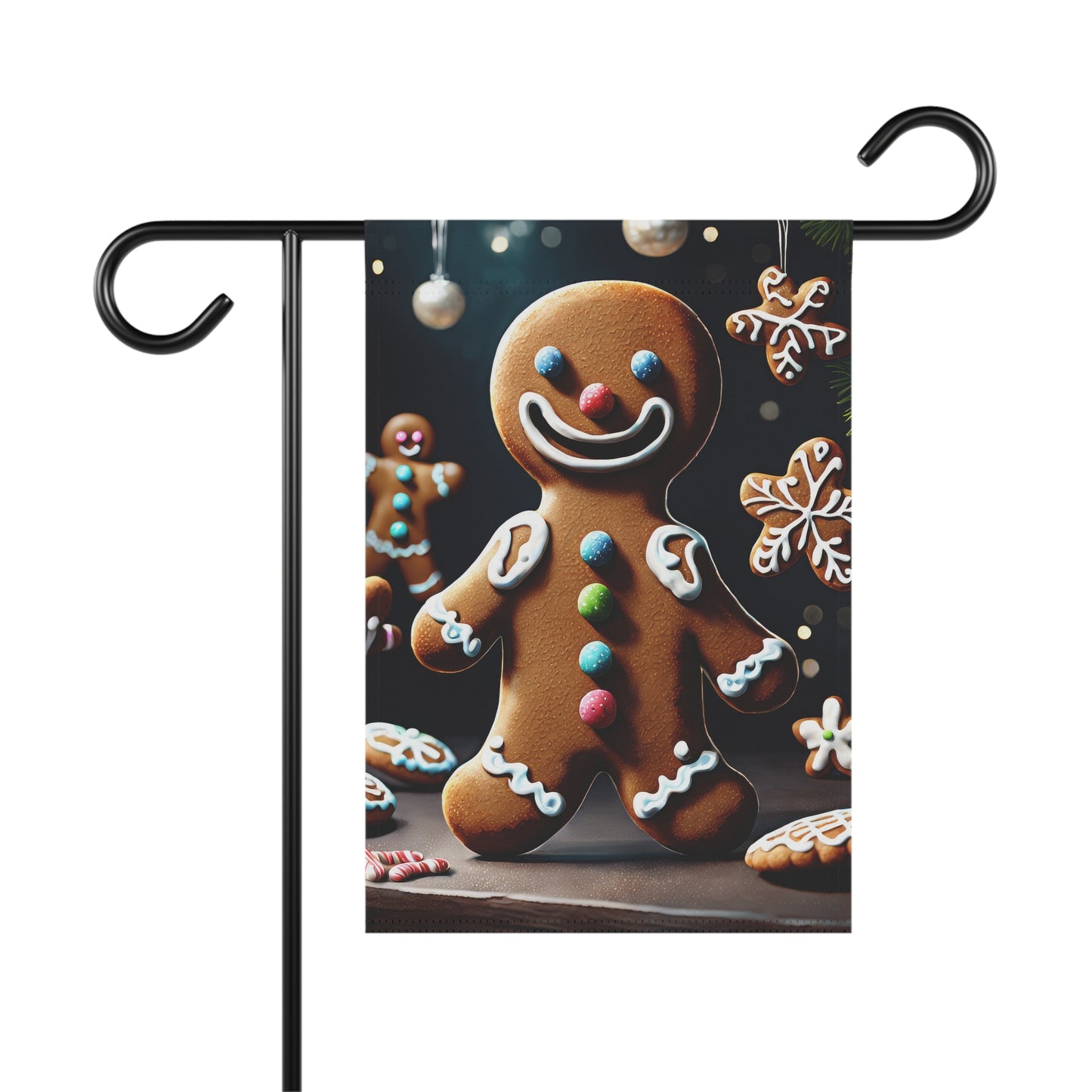 Cute Gingerbread Man Holiday Garden Flag/ House Banner