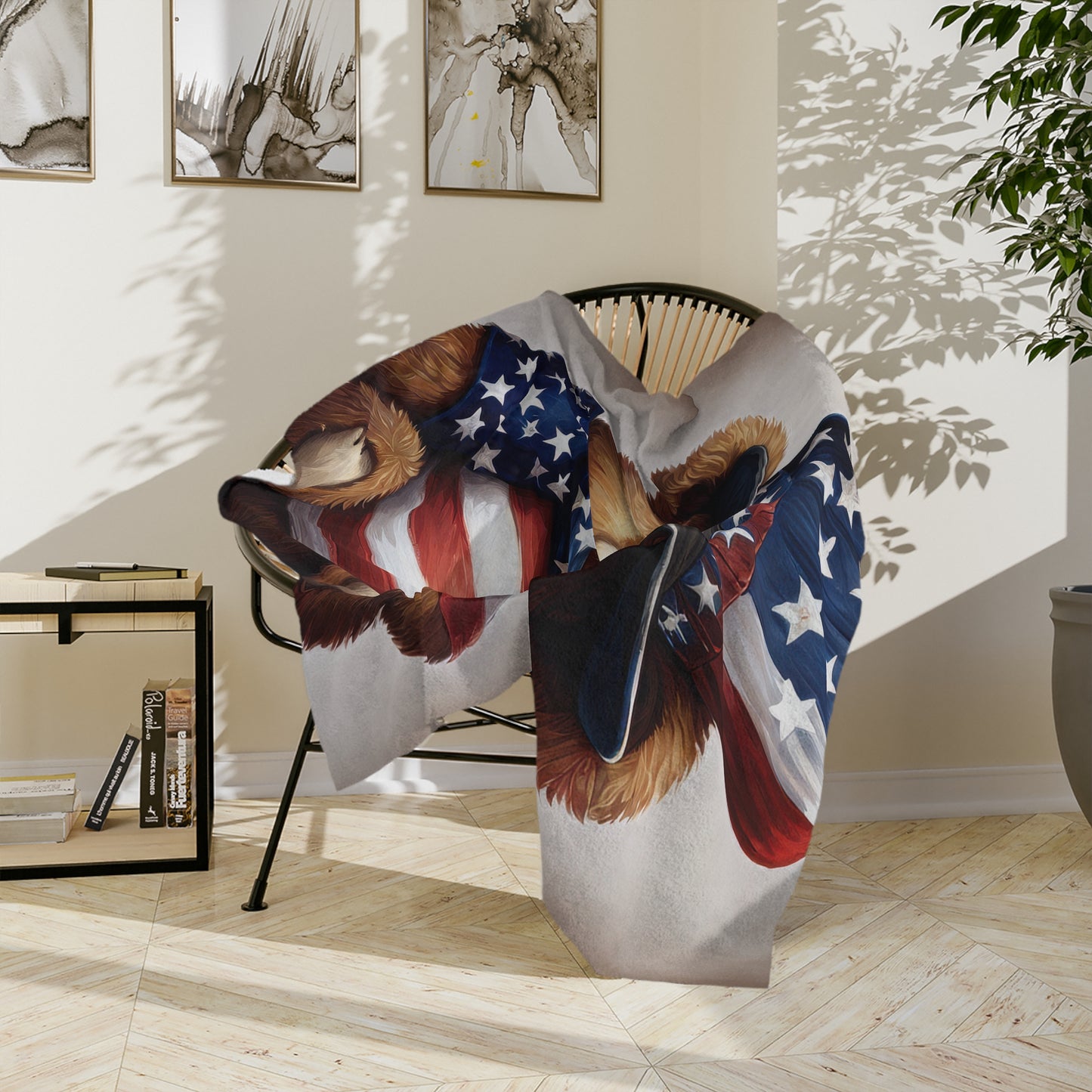 Patriotic Teddy Bear Plush Blanket