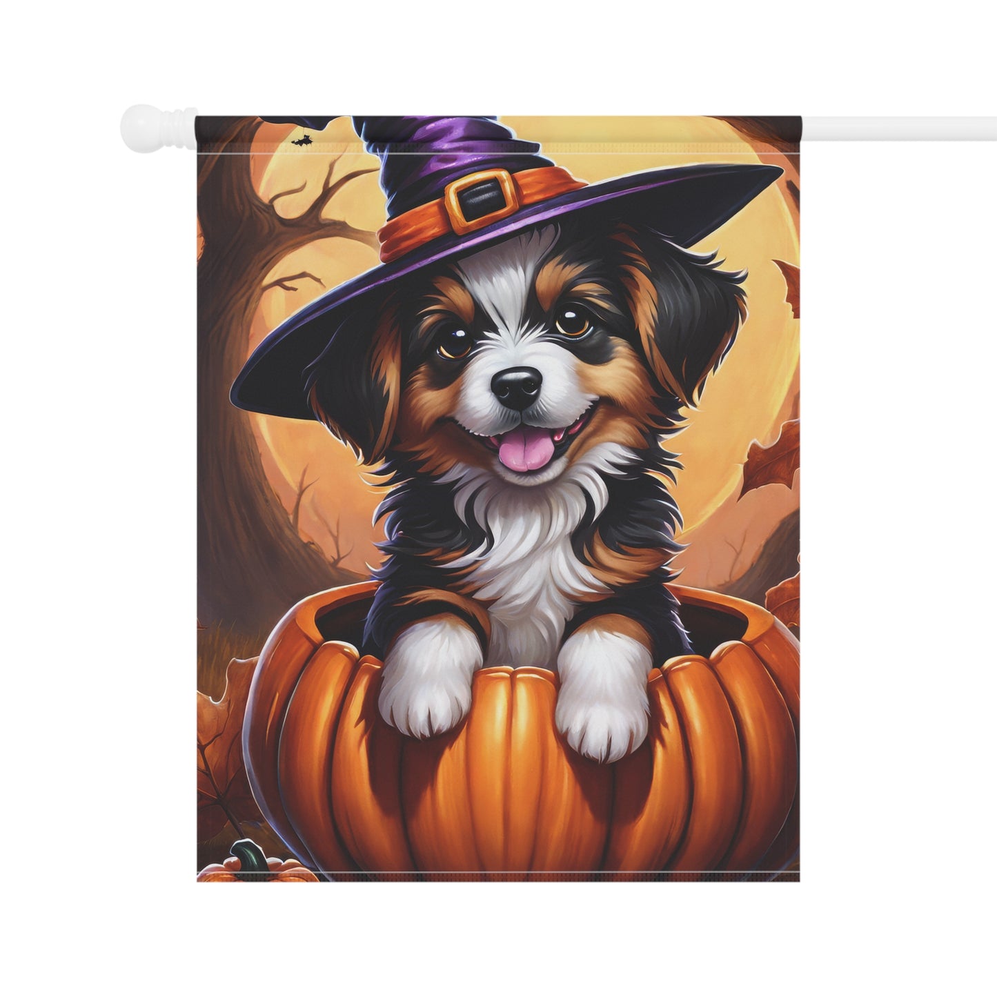 Playful Puppy Halloween Garden Flag/ House Banner