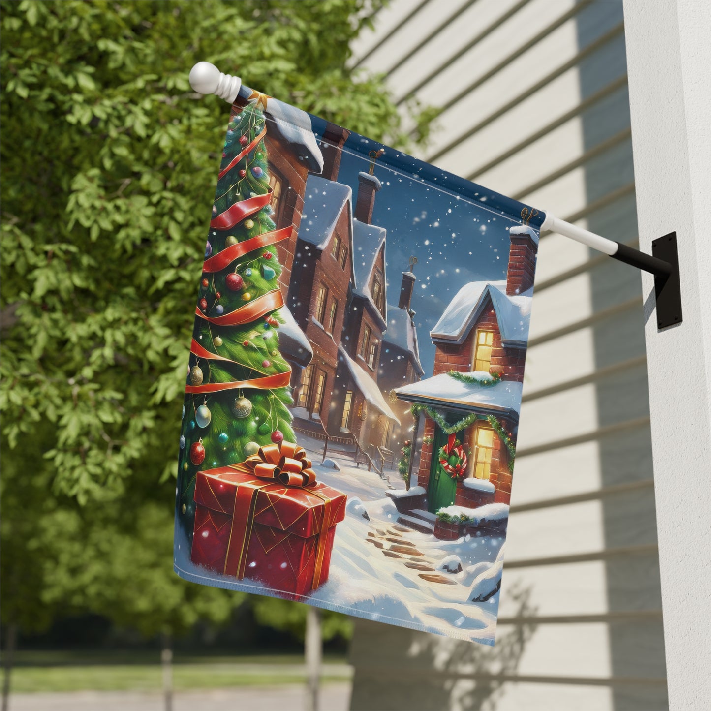 Holiday Christmas Town Garden Flag/ House Banner