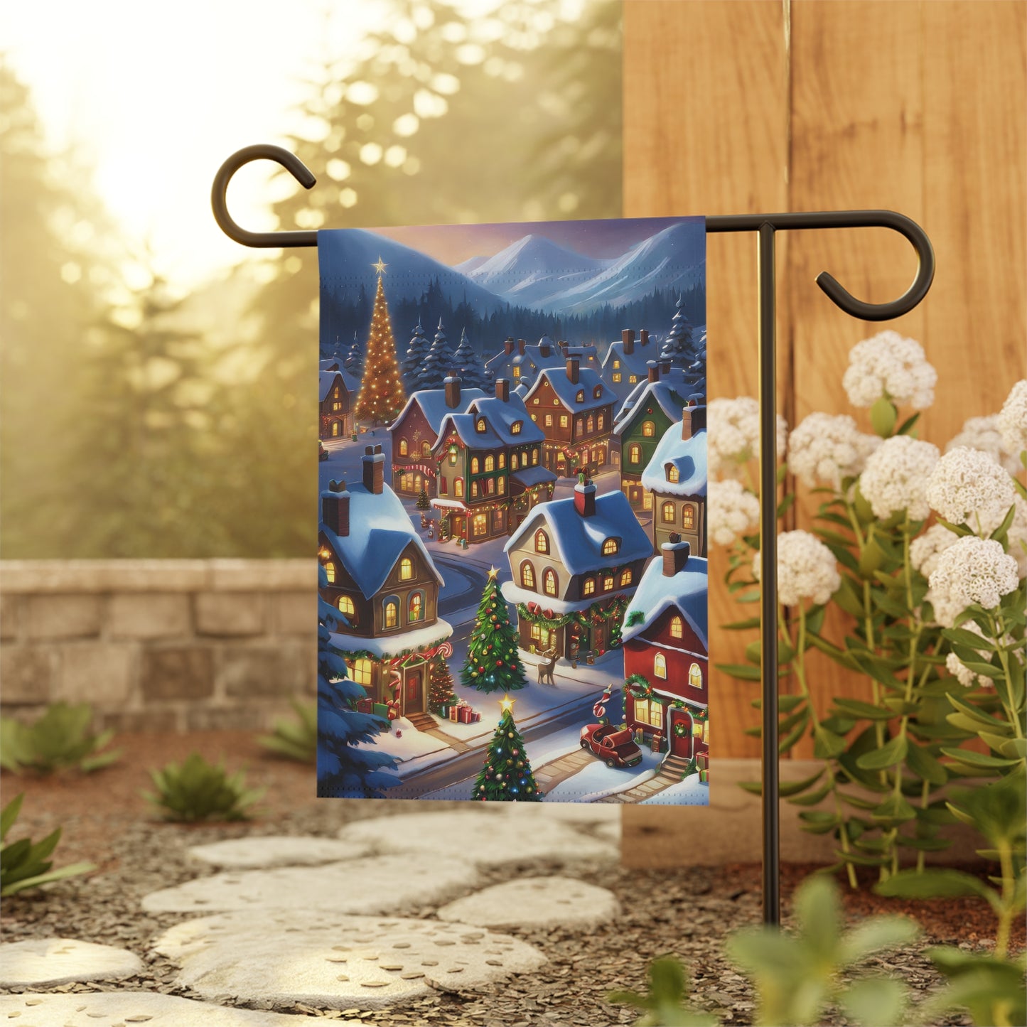 Peaceful Holiday Town Garden Flag/ House Banner