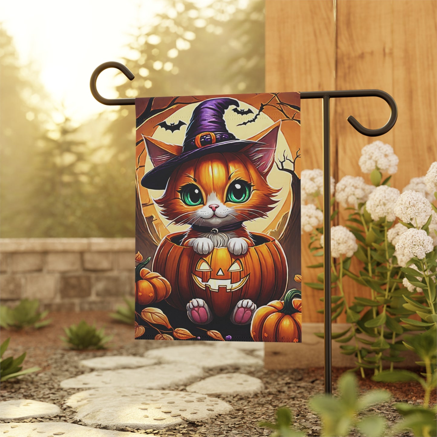 Playful Kitten Halloween Garden Flag/ House Banner