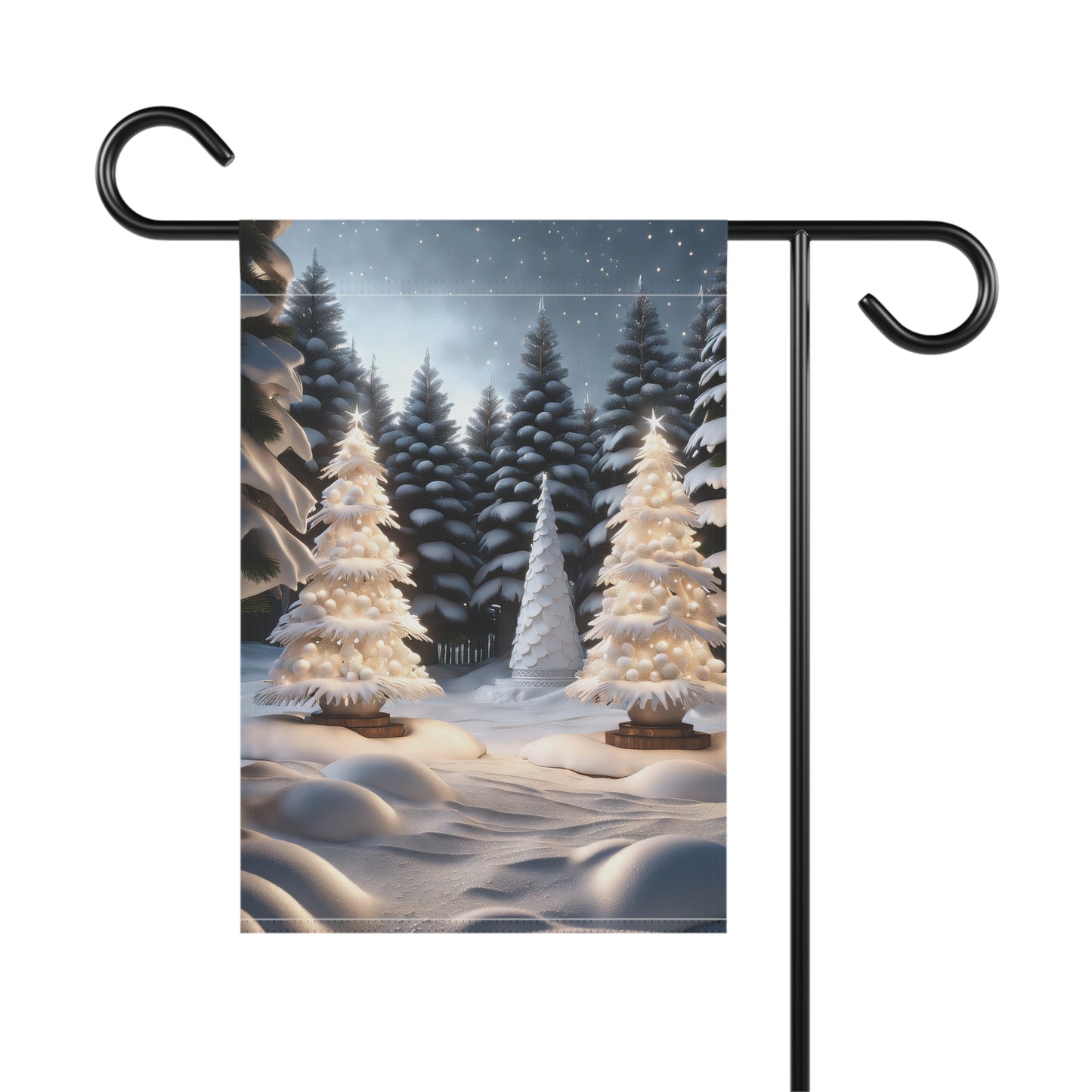 Serene Snowy Scene Holiday Garden Flag/ House Banner