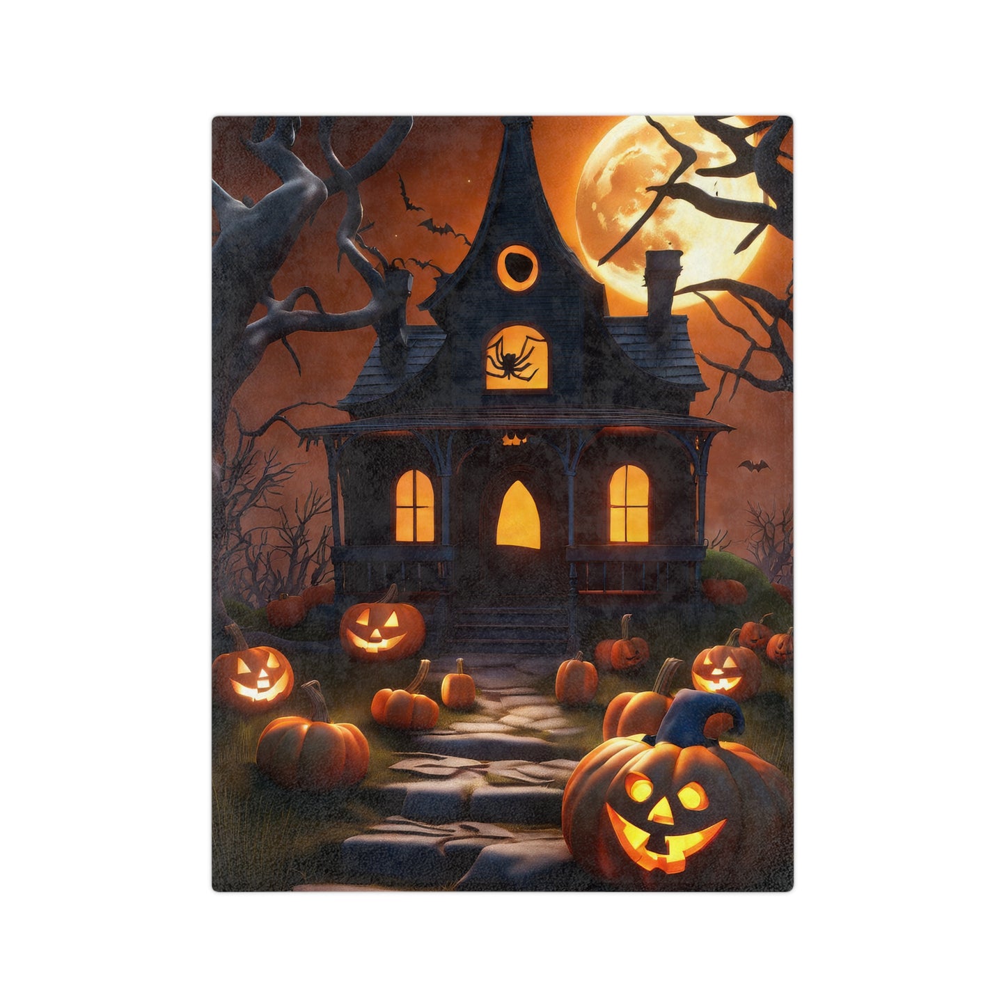 Spooky Mansion Halloween Plush Blanket