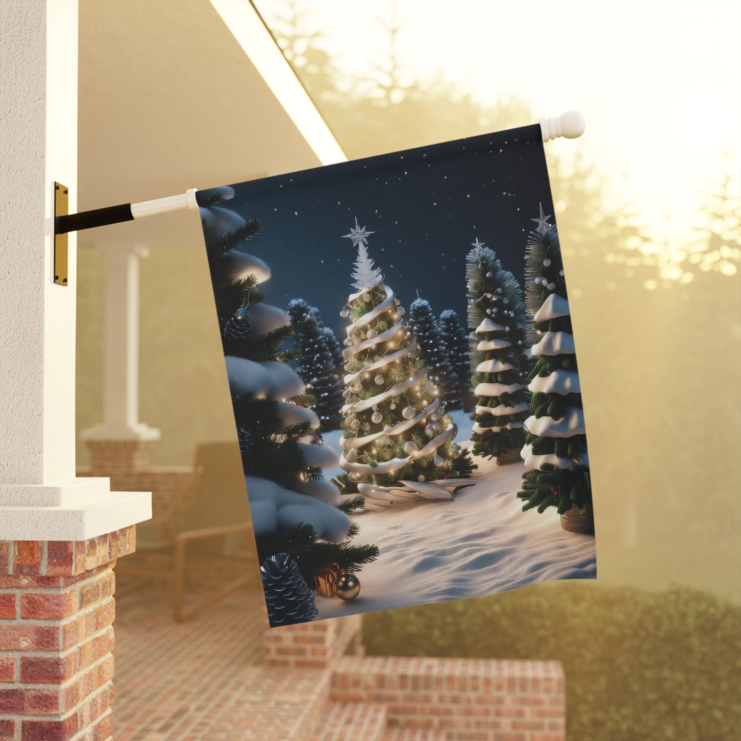 Christmas Tree in the Woods Holiday Garden Flag/ House Banner