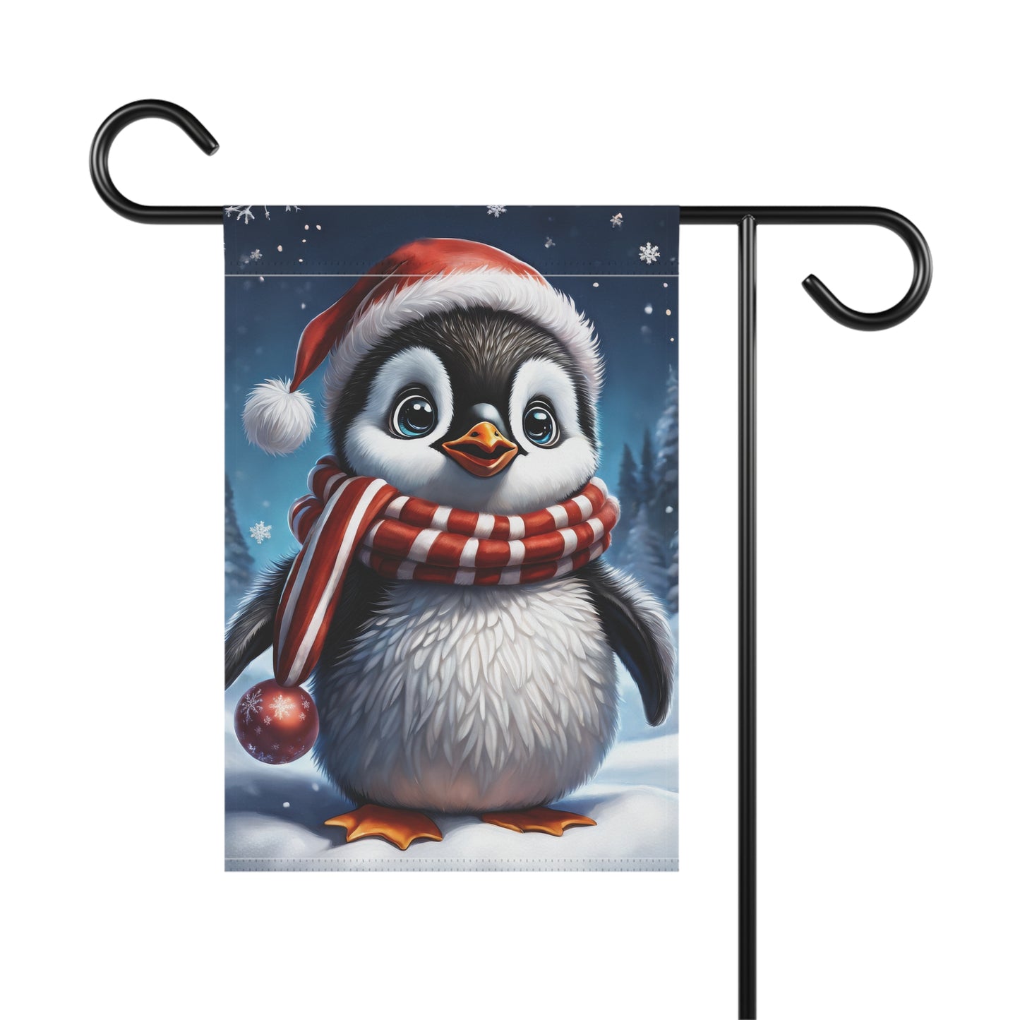 Festive Penguin Holiday Garden Flag/ House Banner