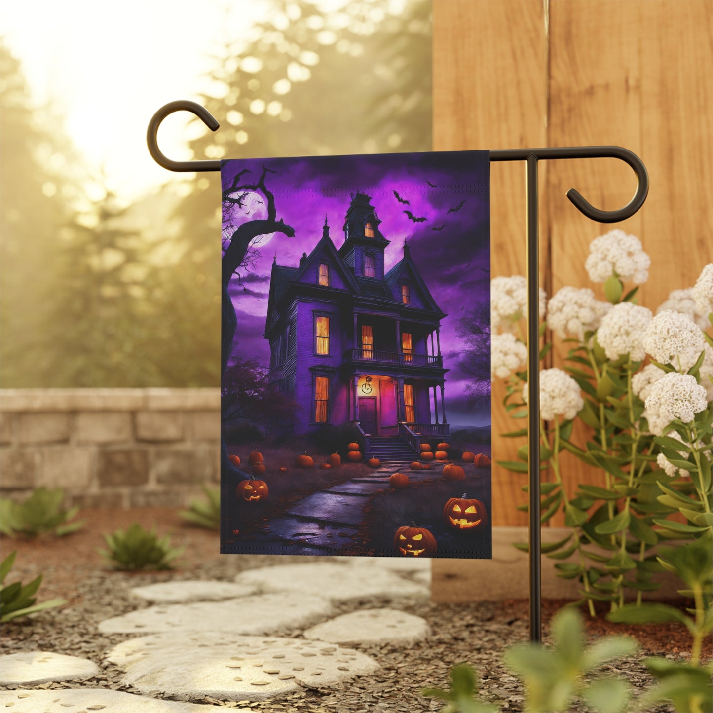 Halloween Creepy Mansion Garden Flag/ House Banner