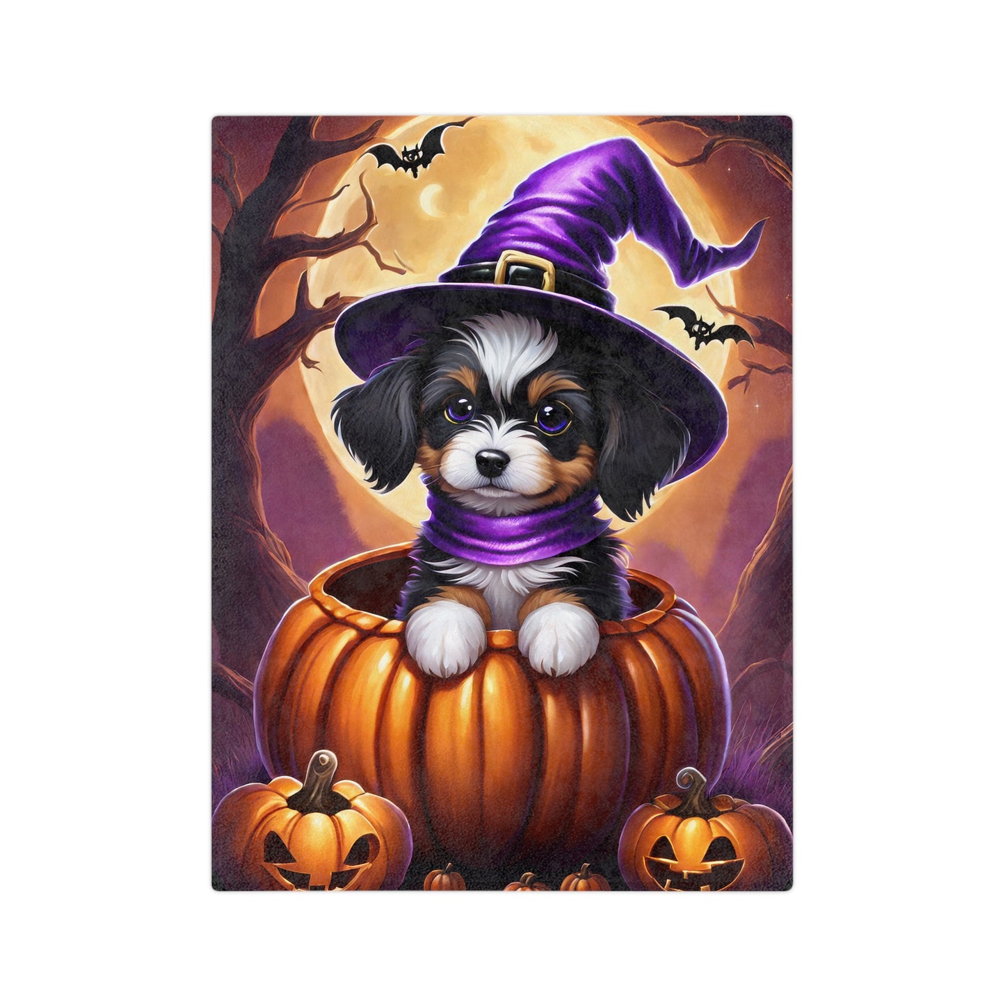 Cute Puppy Halloween Plush Blanket