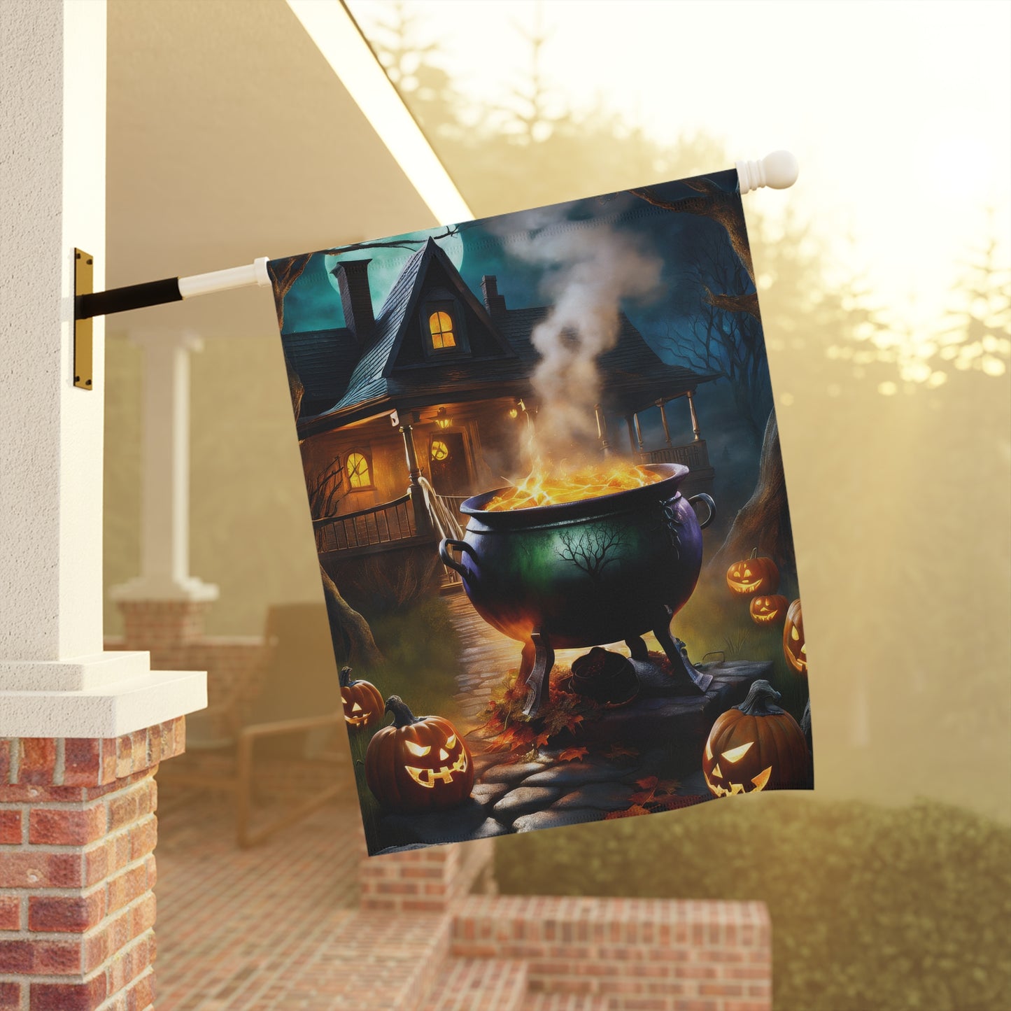 Cauldron with a Potion Halloween Garden Flag/ House Banner