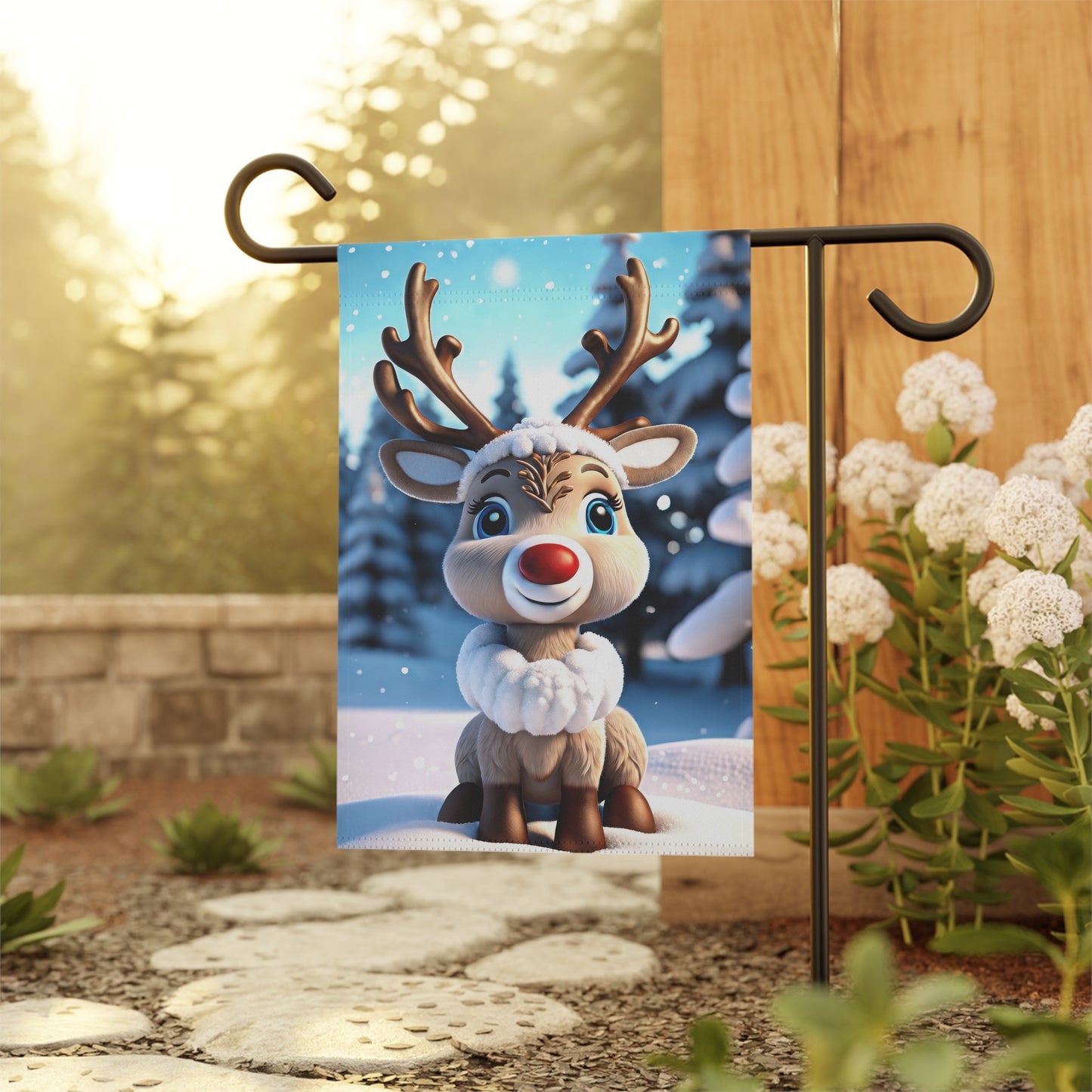 Delightful Little Reindeer Holiday Garden Flag/ House Banner