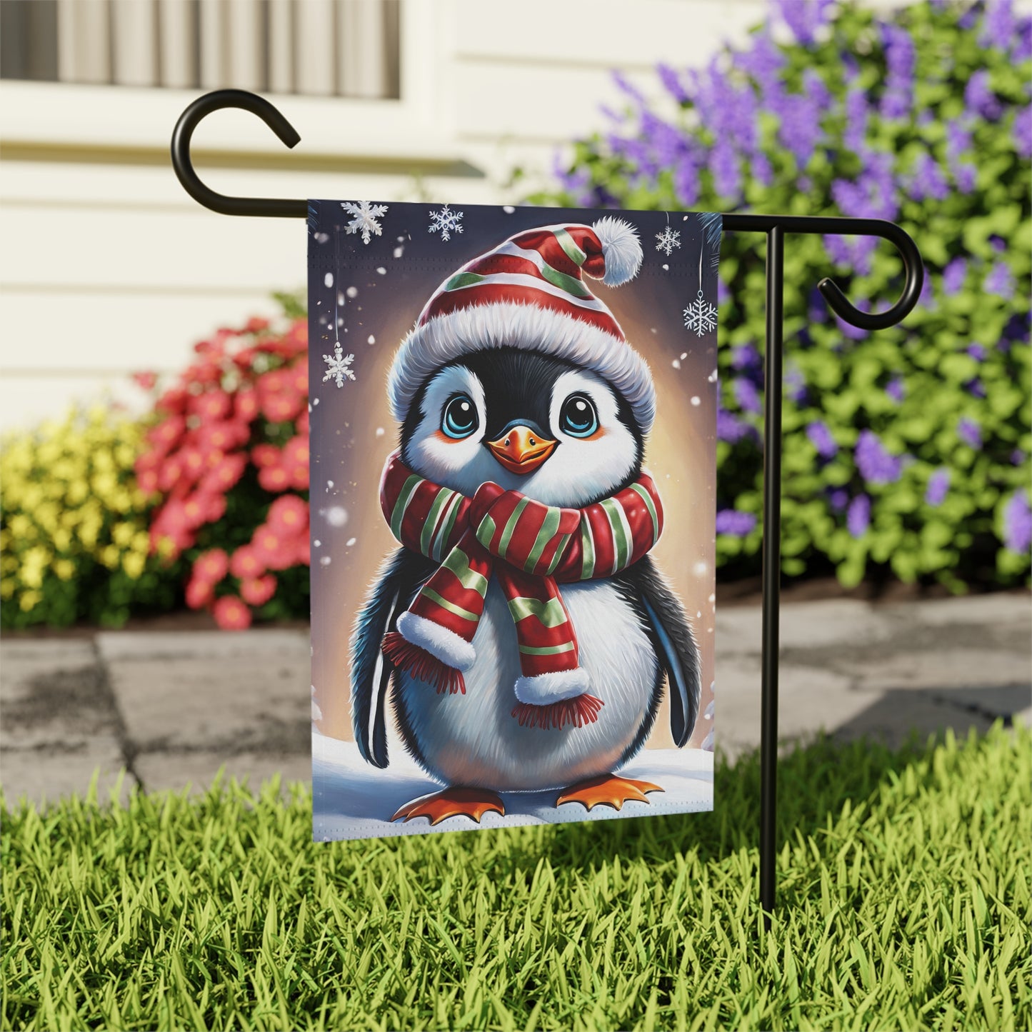 Holiday Penguin Garden Flag/ House Banner