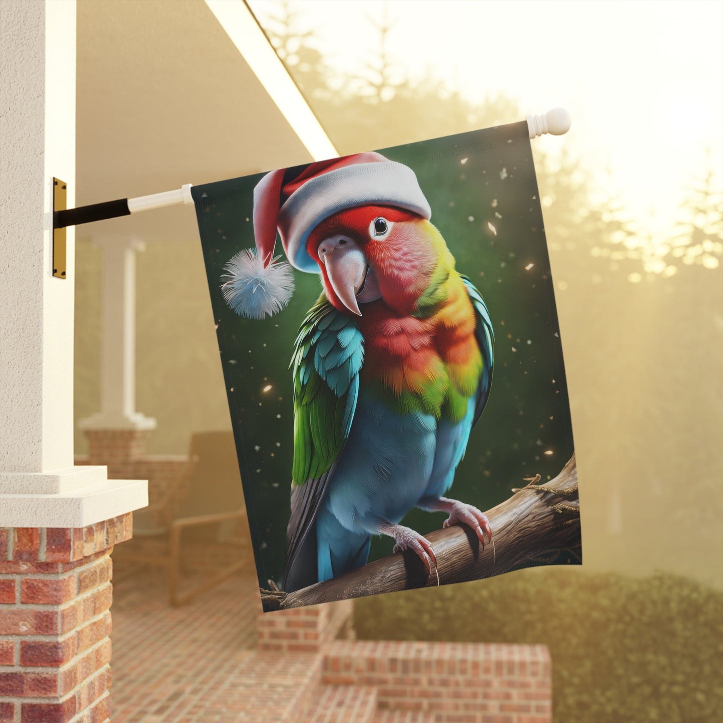 Christmas Lovebird Holiday Garden Flag/ House Banner