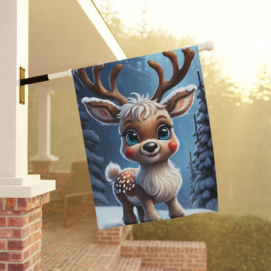 Sweet Baby Reindeer Holiday Garden Flag/ House Banner