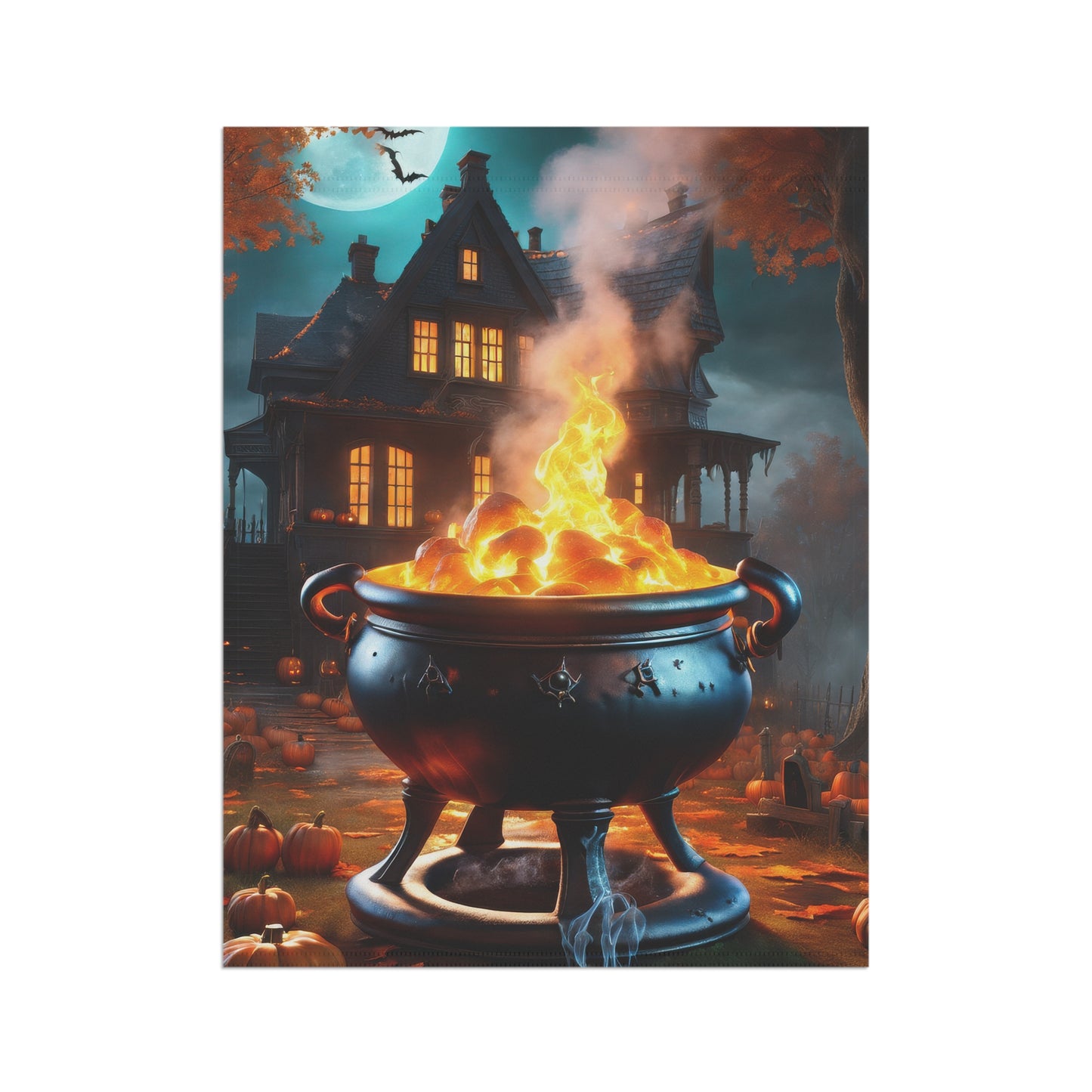 Witches Cauldron Halloween Garden Flag/ House Banner