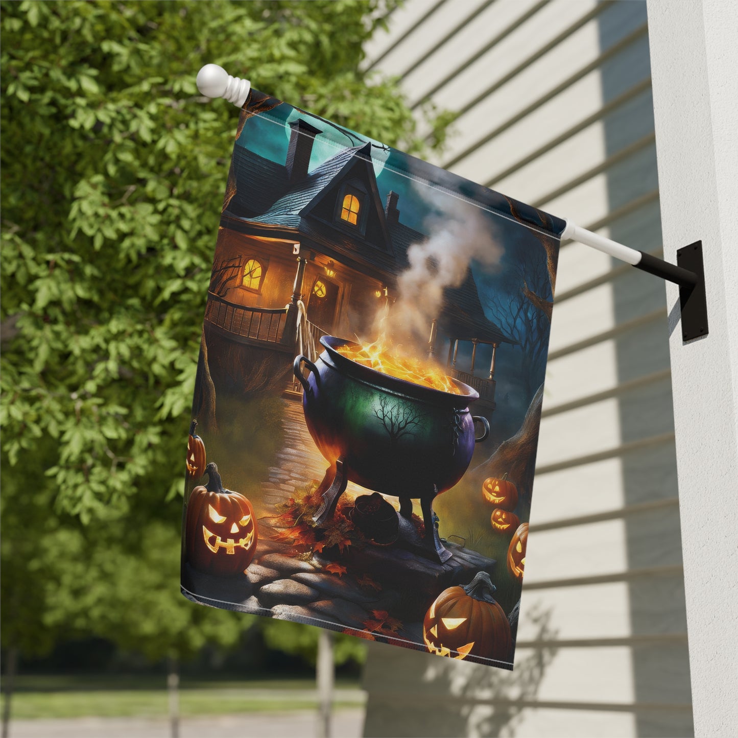 Cauldron with a Potion Halloween Garden Flag/ House Banner