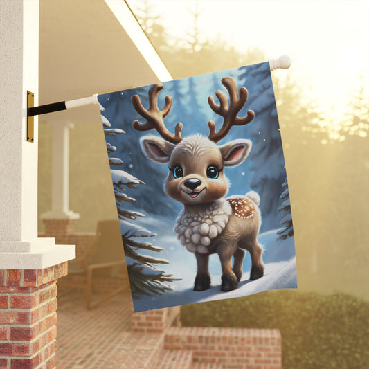 Precious Baby Reindeer Holiday Garden Flag/ House Banner