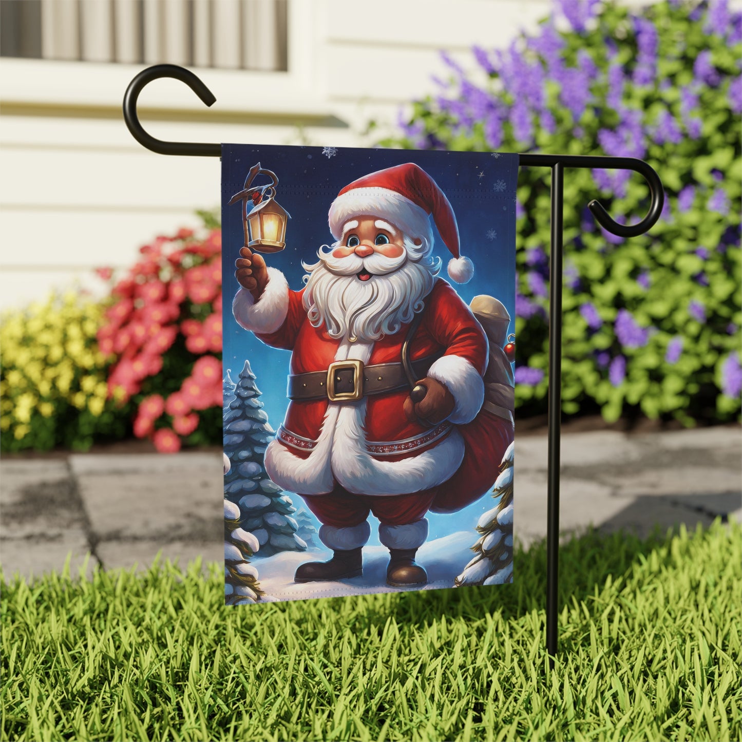 Jolly Santa Holiday Garden Flag/ House Banner