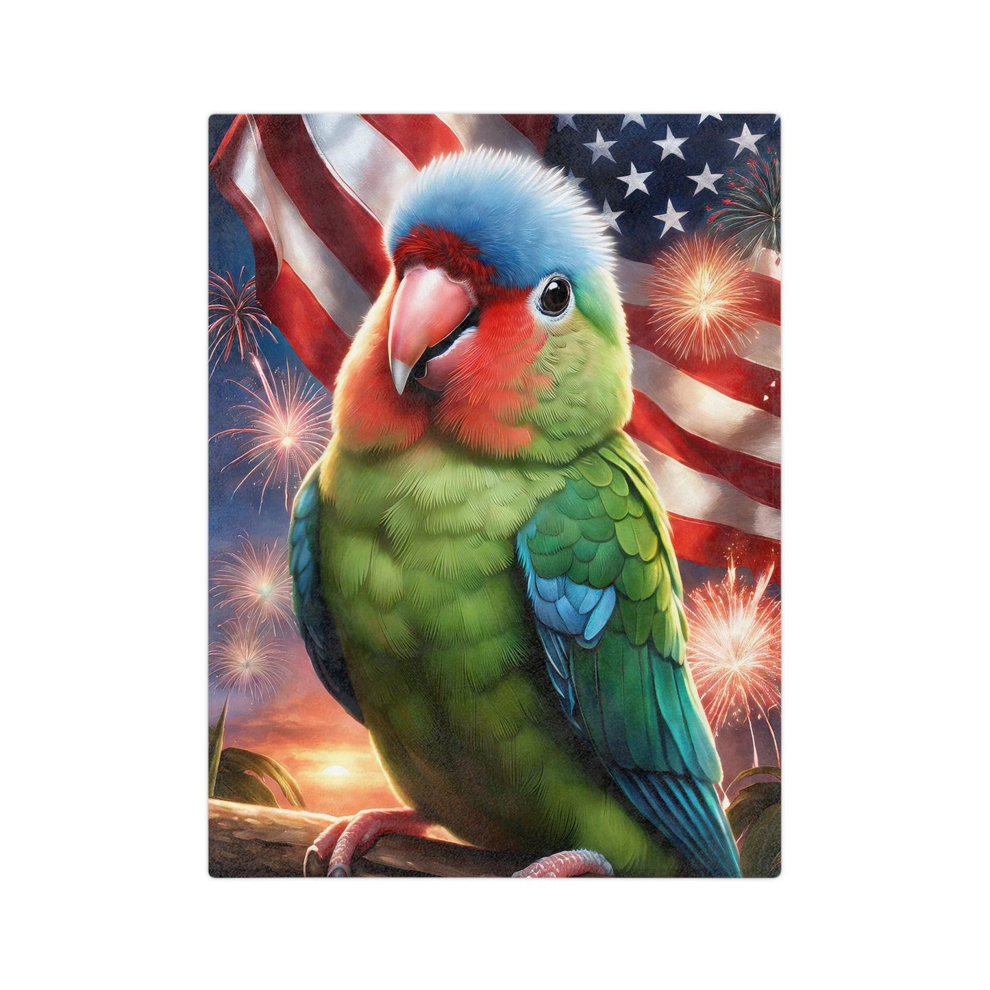 July 4th Lovebird Velveteen Plush Blanket