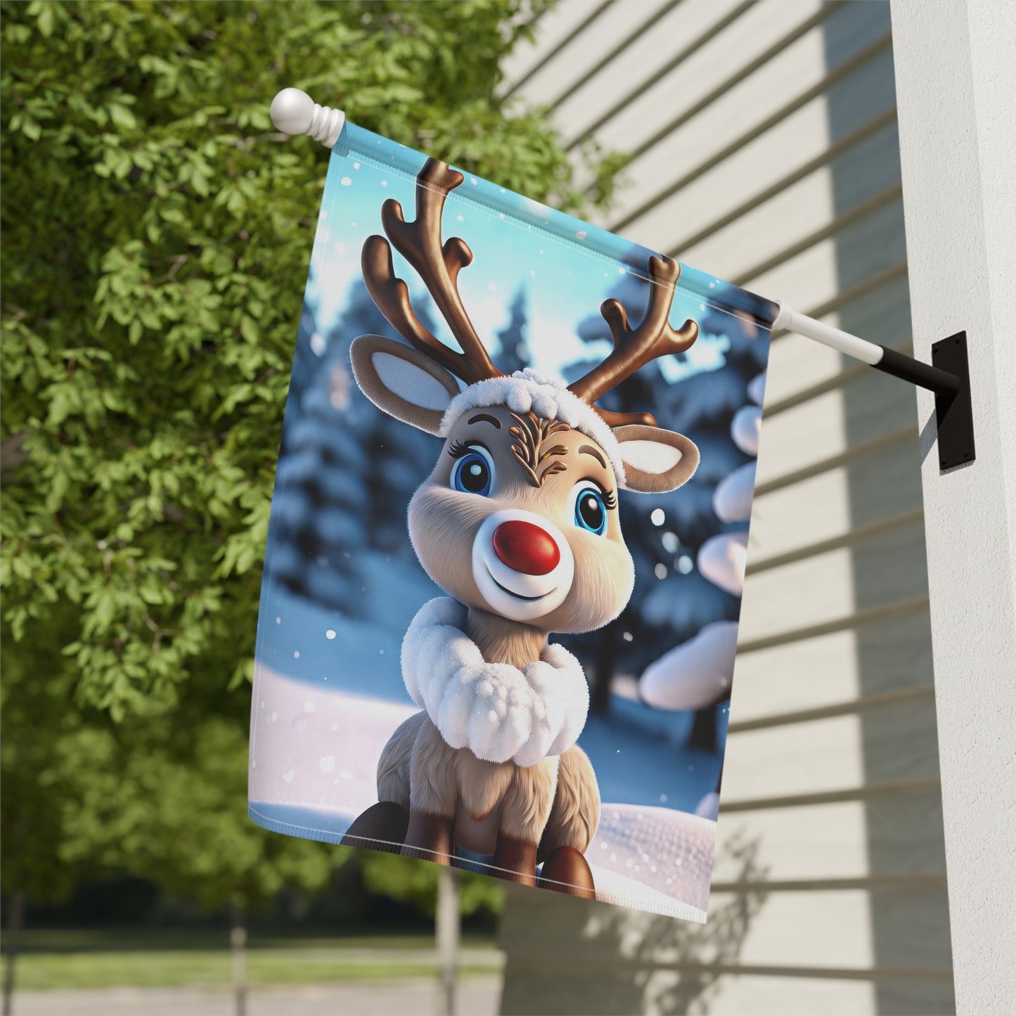 Delightful Little Reindeer Holiday Garden Flag/ House Banner