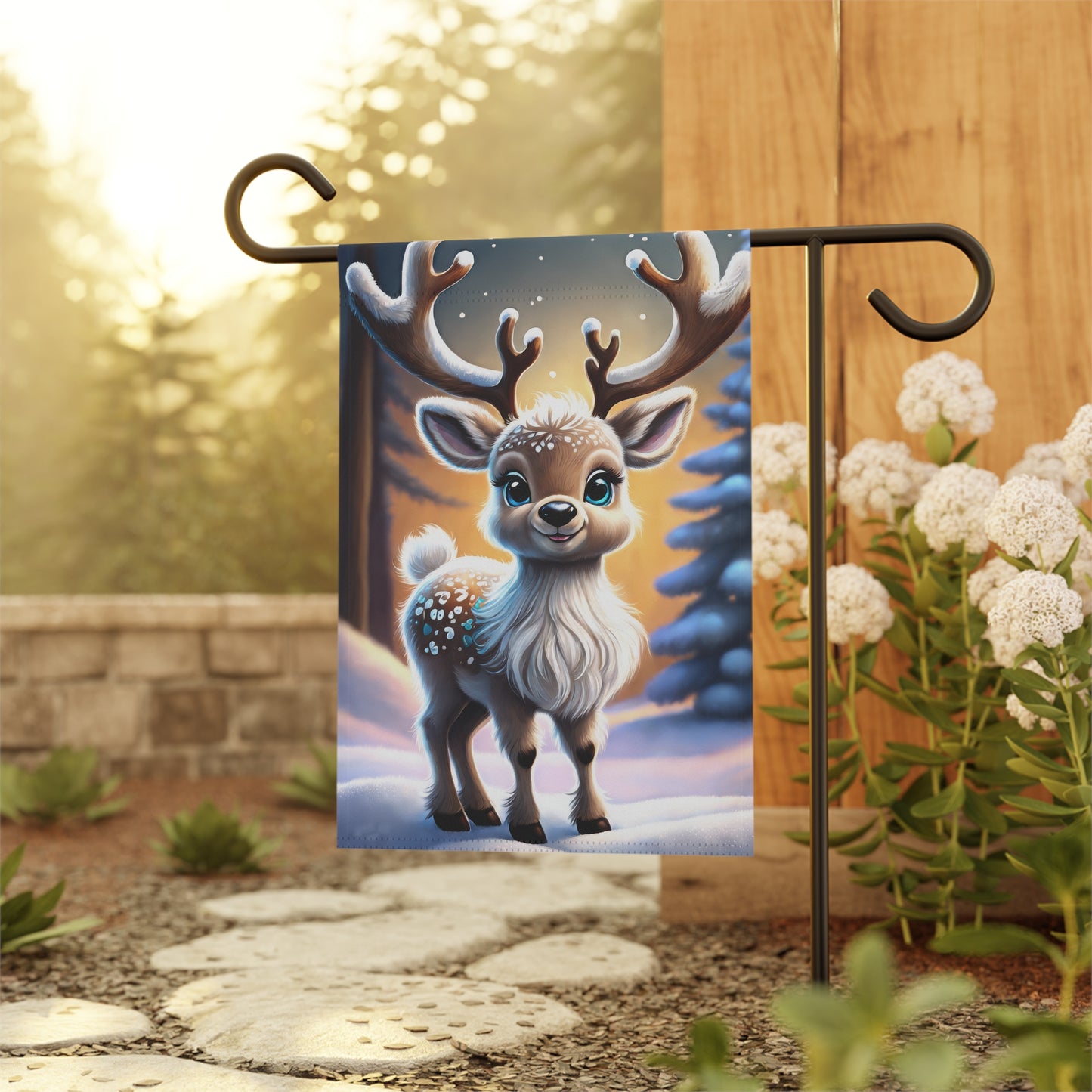 Reindeer Holiday Garden Flag/ House Banner