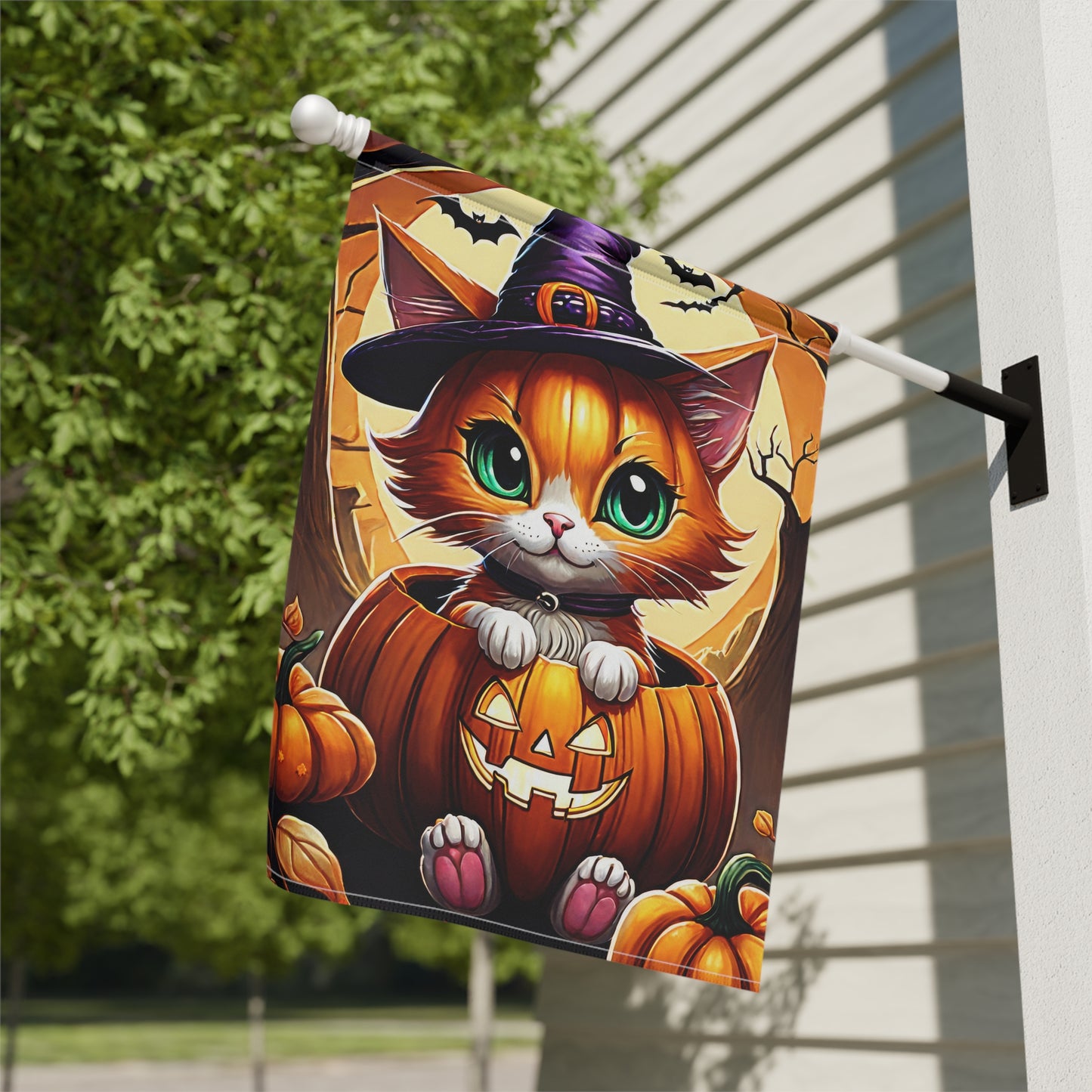 Playful Kitten Halloween Garden Flag/ House Banner