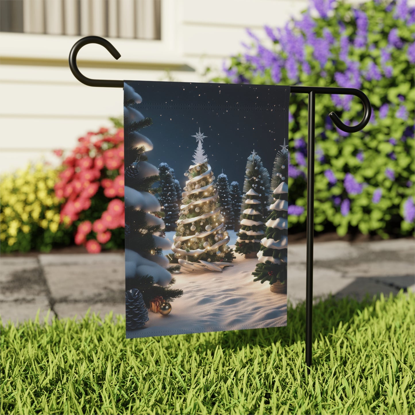 Christmas Tree in the Woods Holiday Garden Flag/ House Banner