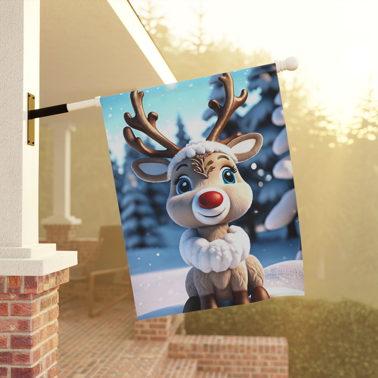 Delightful Little Reindeer Holiday Garden Flag/ House Banner