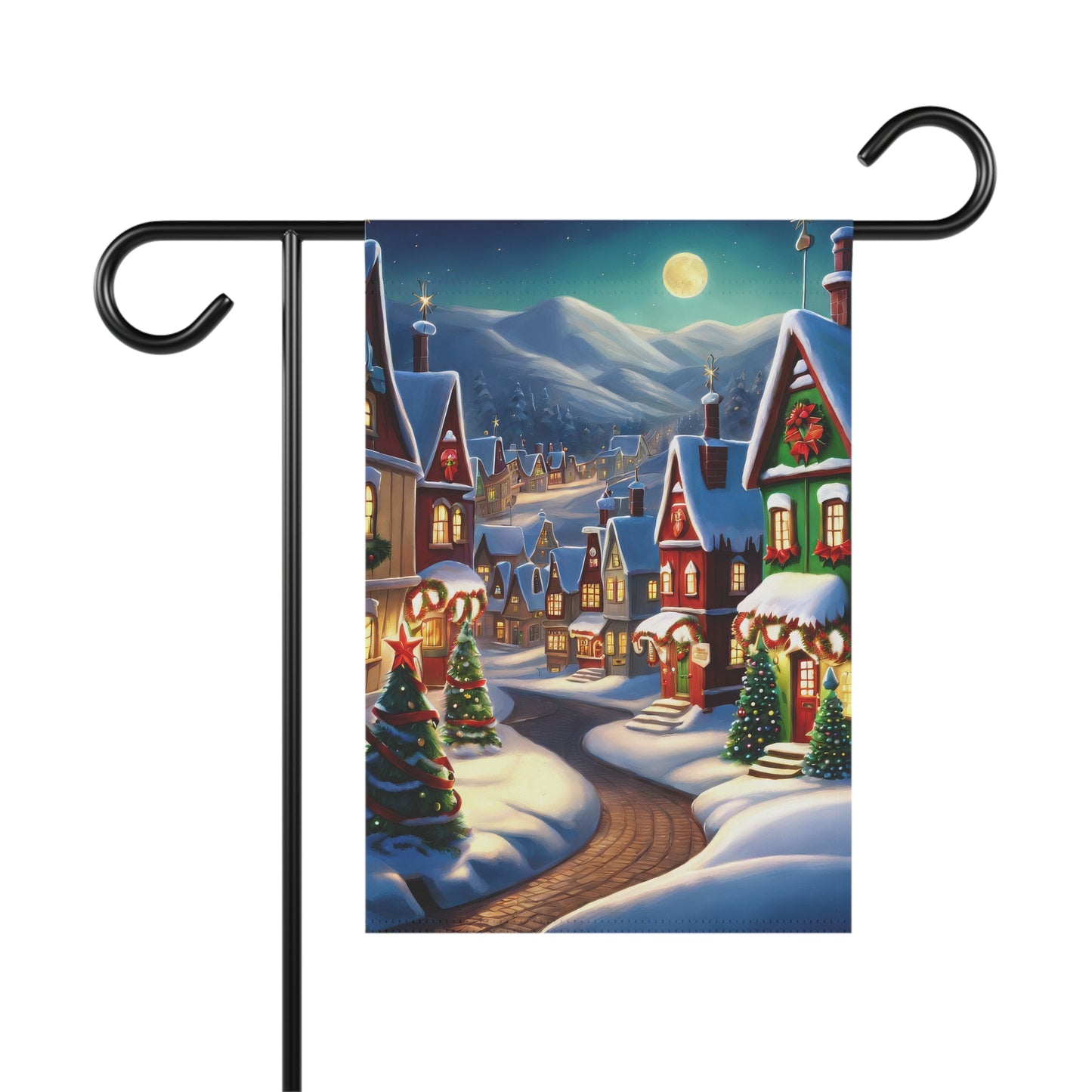 Beautiful Christmas Town Holiday Garden Flag/ House Banner