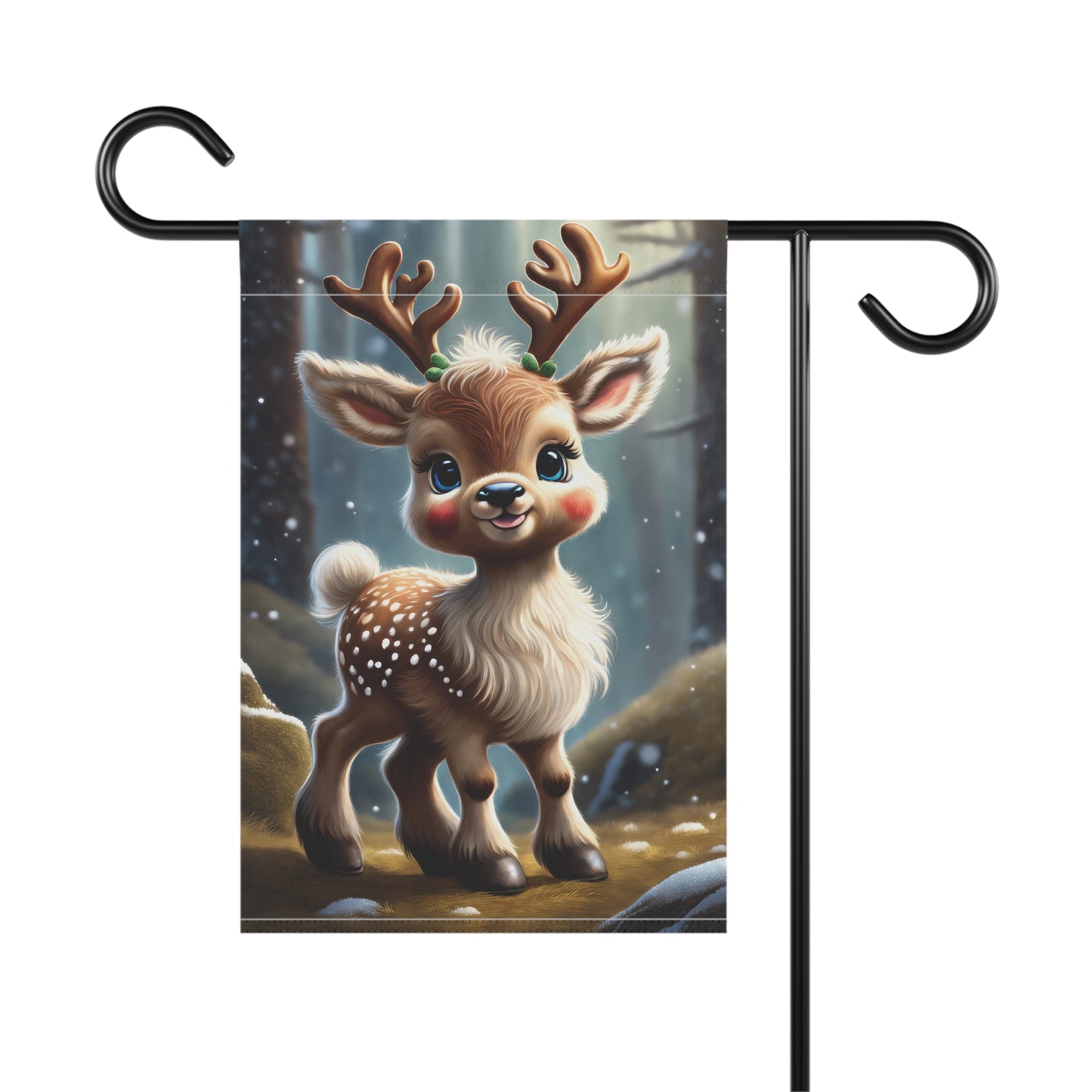 Happy Little Reindeer Holiday Garden Flag/ House Banner